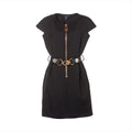 Louis Vuitton 23AW wool x silk northern sleeve onepiece 34 ladies black 1ABQRA RW232W monogram XXL detailed cap sleeve dress