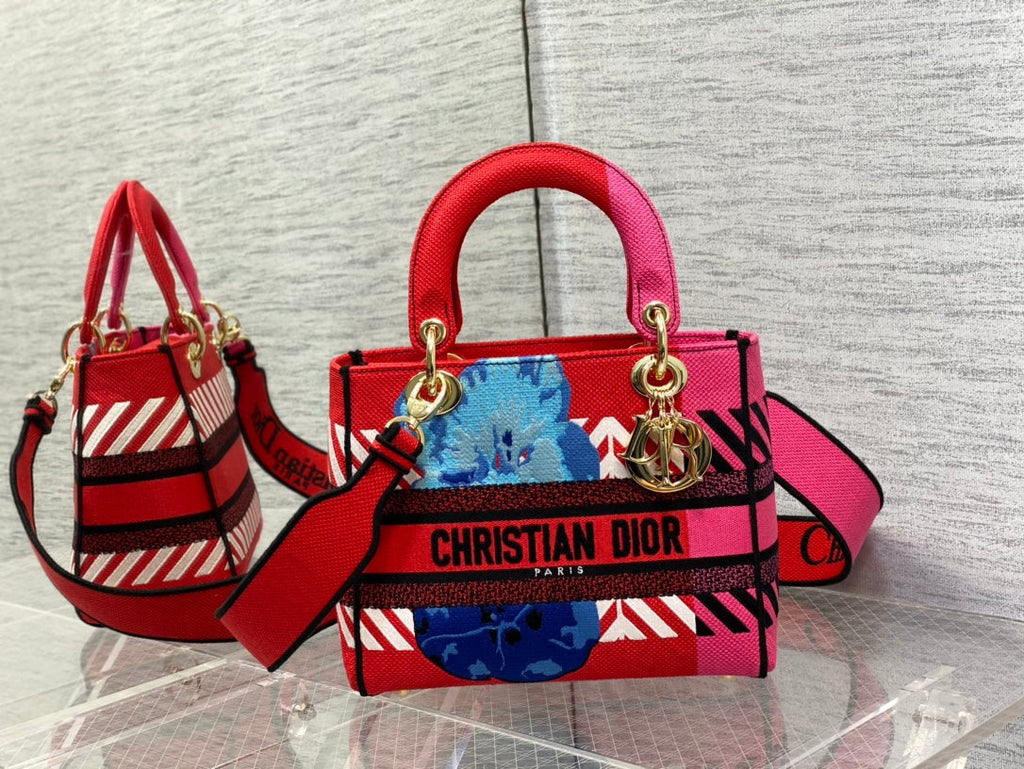 GLAMI MeGLAMIum Lady D-Lite Bag D-GlamIower Pop Embroidery, Bright Pink Multicolor Handbags, 24cm CD M0565OROO_M885