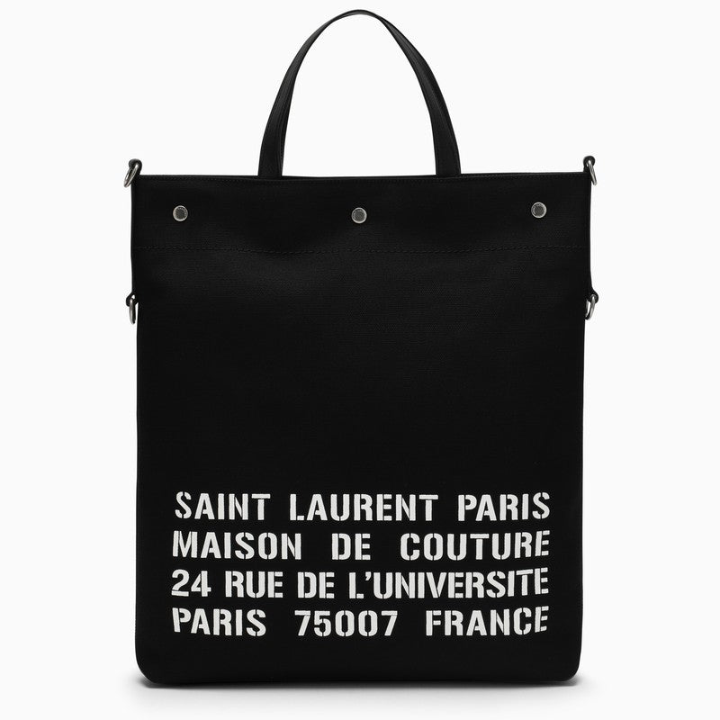 Saint Laurent North/South Tote Bag In Black Canvas Men