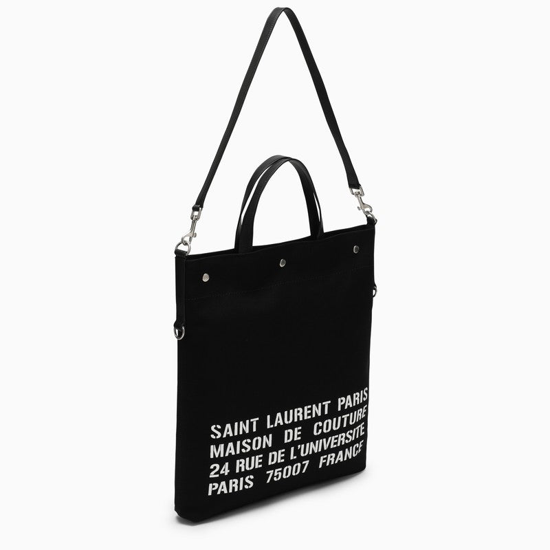 Saint Laurent North/South Tote Bag In Black Canvas Men