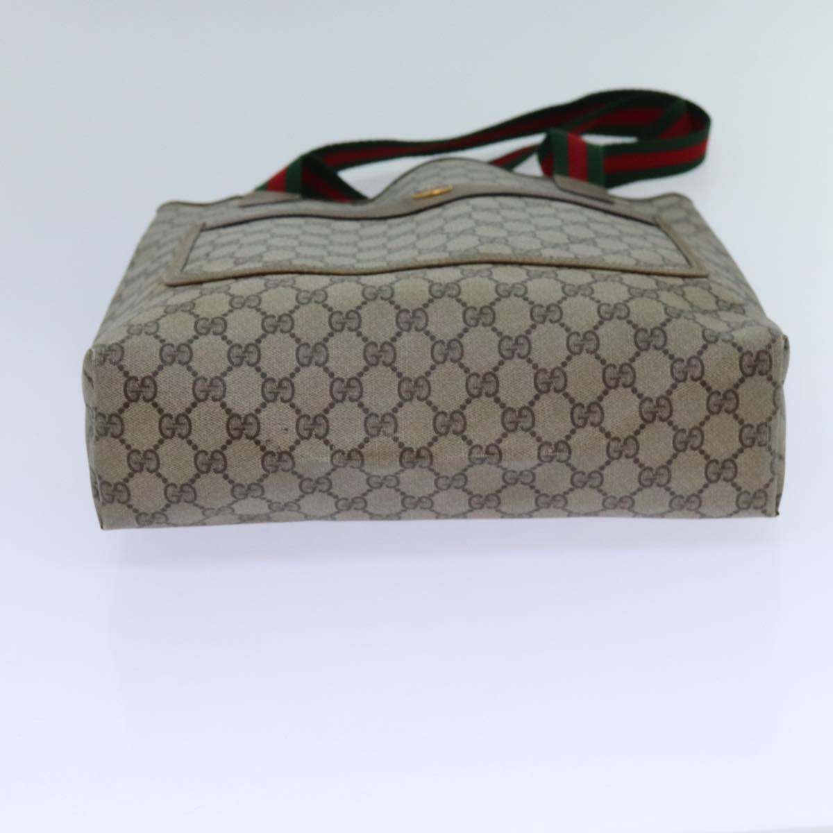 GUCCI GG Canvas Web Sherry Line Tote Bag PVC Beige Green Red 71028