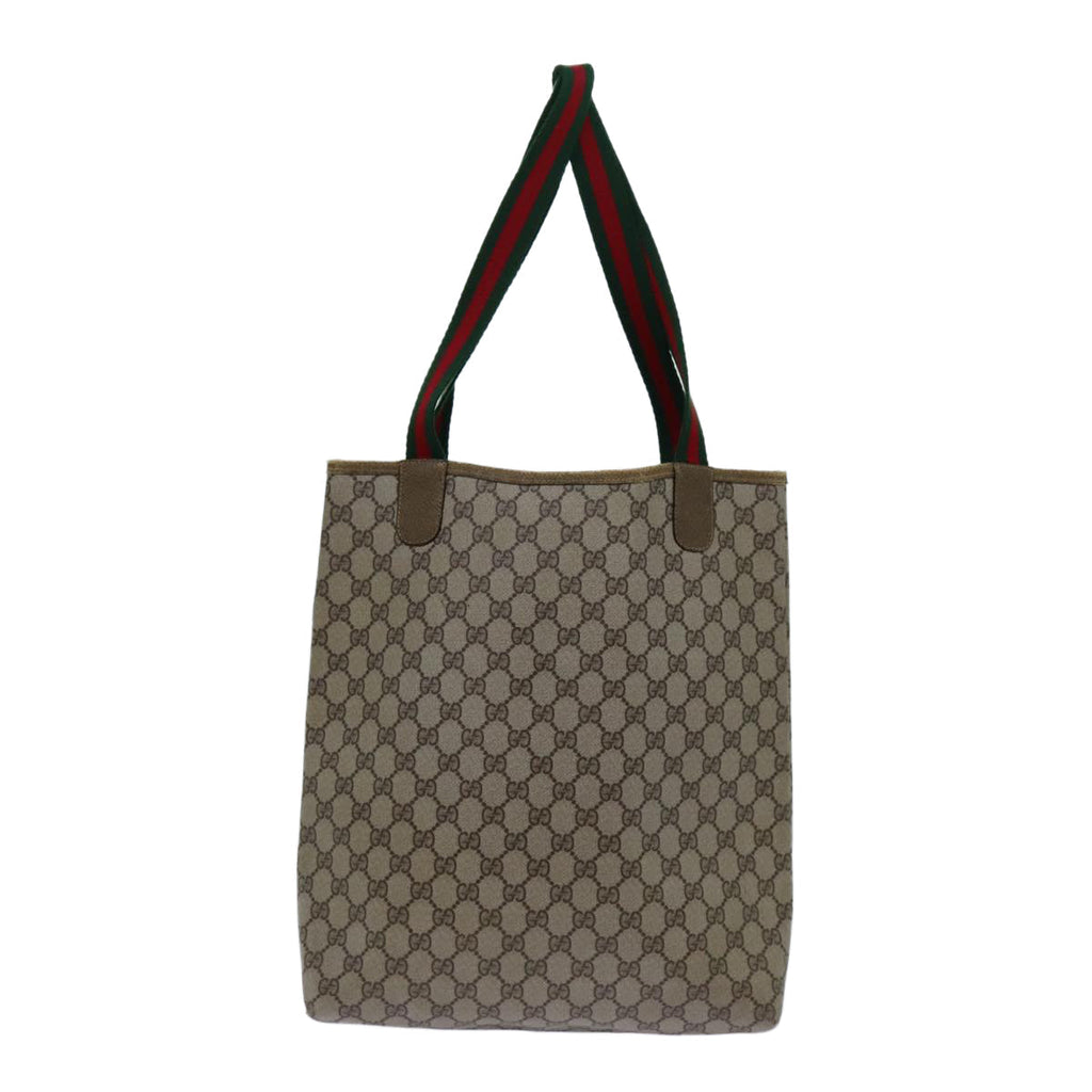 GUCCI GG Canvas Web Sherry Line Tote Bag PVC Beige Green Red 71028