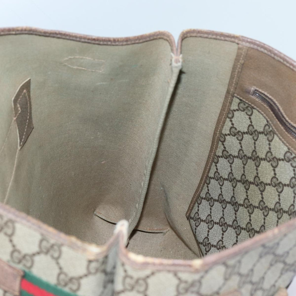 GUCCI GG Canvas Web Sherry Line Tote Bag PVC Beige Green Red 71030