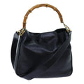 GUCCI Bamboo Shoulder Bag Leather 2way Black 71119
