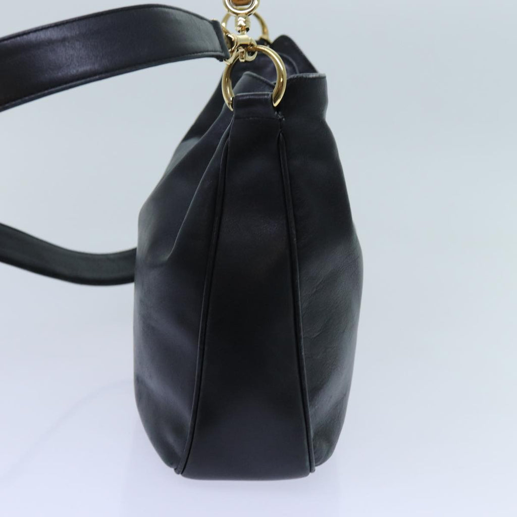 GUCCI Bamboo Shoulder Bag Leather 2way Black 71119