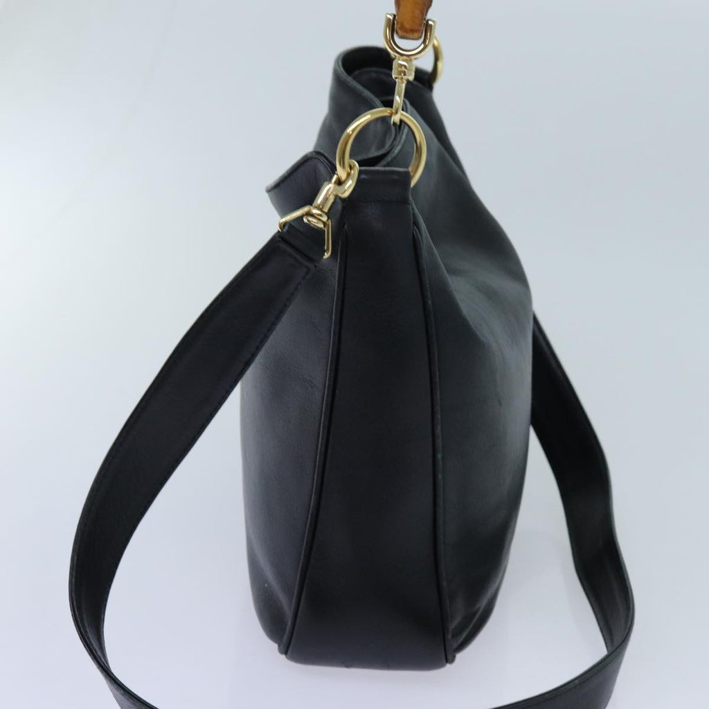 GUCCI Bamboo Shoulder Bag Leather 2way Black 71119