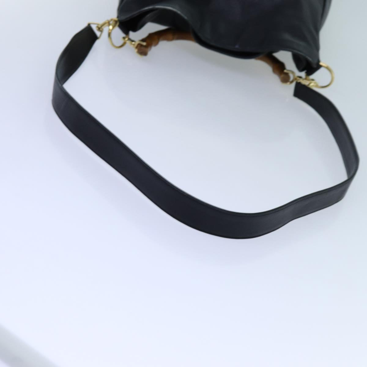 GUCCI Bamboo Shoulder Bag Leather 2way Black 71119