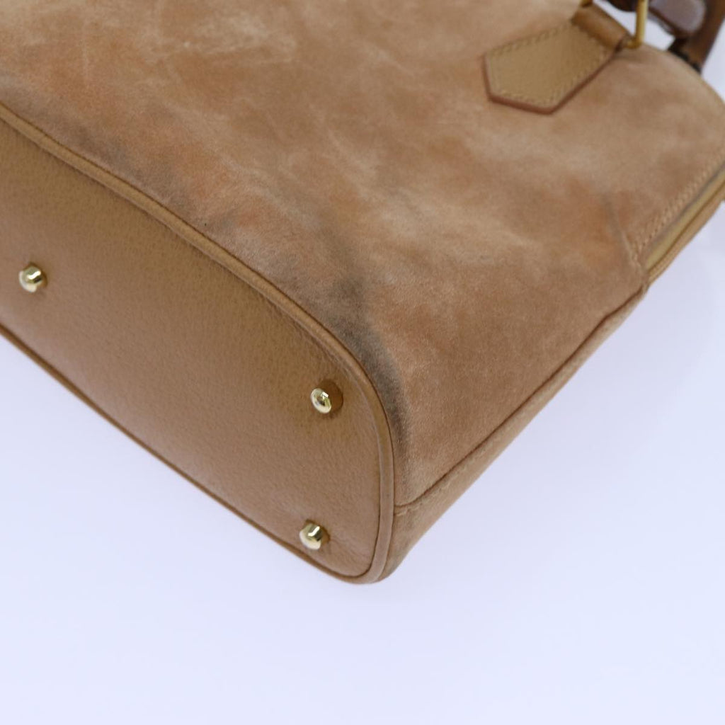 GUCCI Bamboo Hand Bag Suede 2way Brown 71164