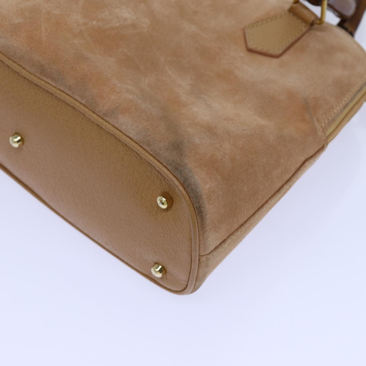 GUCCI Bamboo Hand Bag Suede 2way Brown 71164