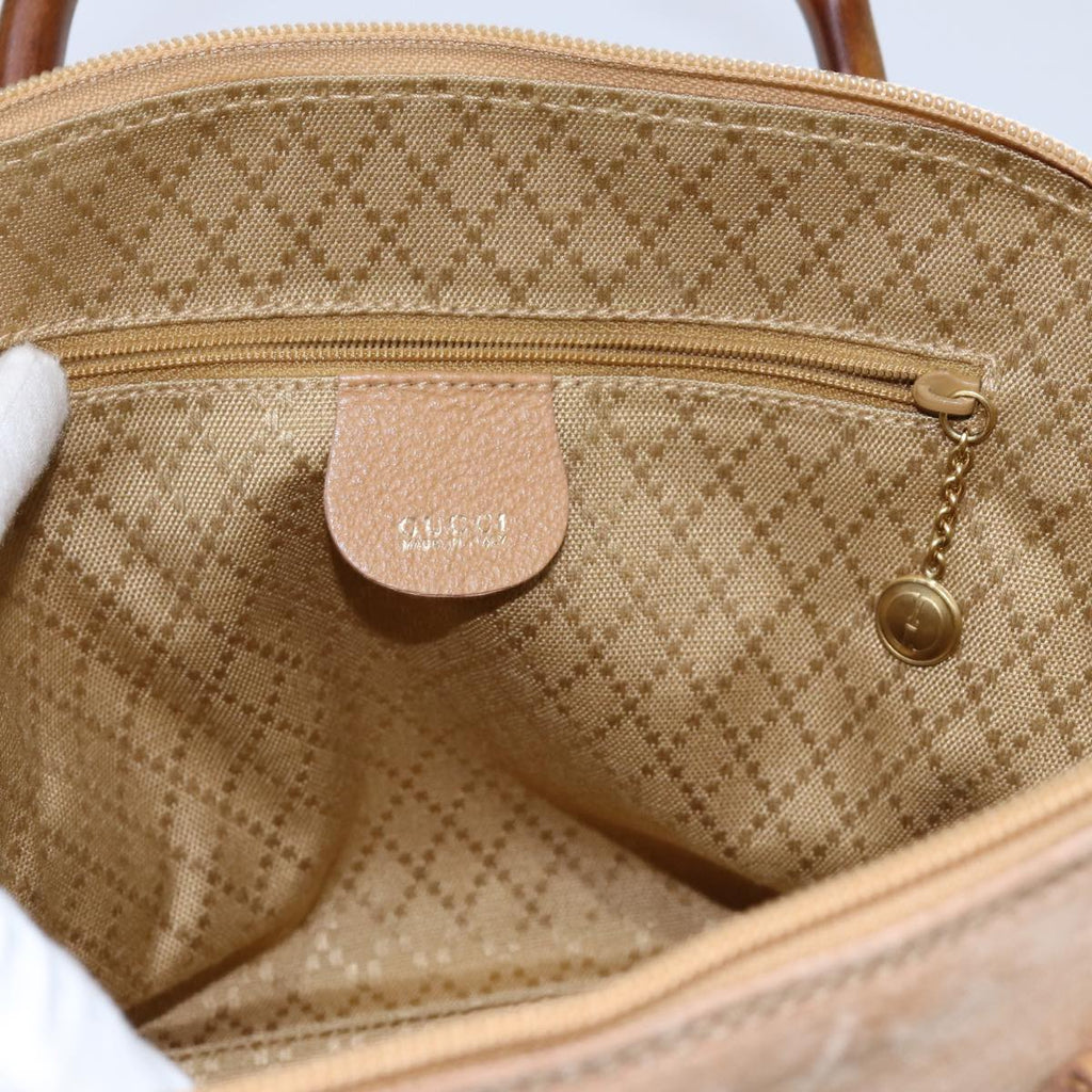 GUCCI Bamboo Hand Bag Suede 2way Brown 71164