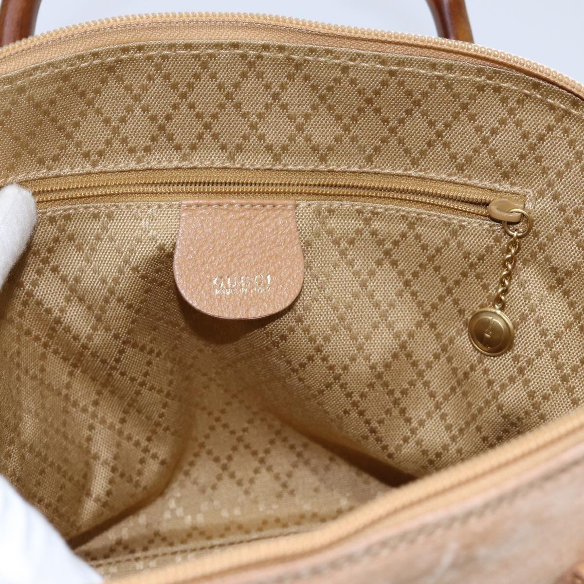 GUCCI Bamboo Hand Bag Suede 2way Brown 71164