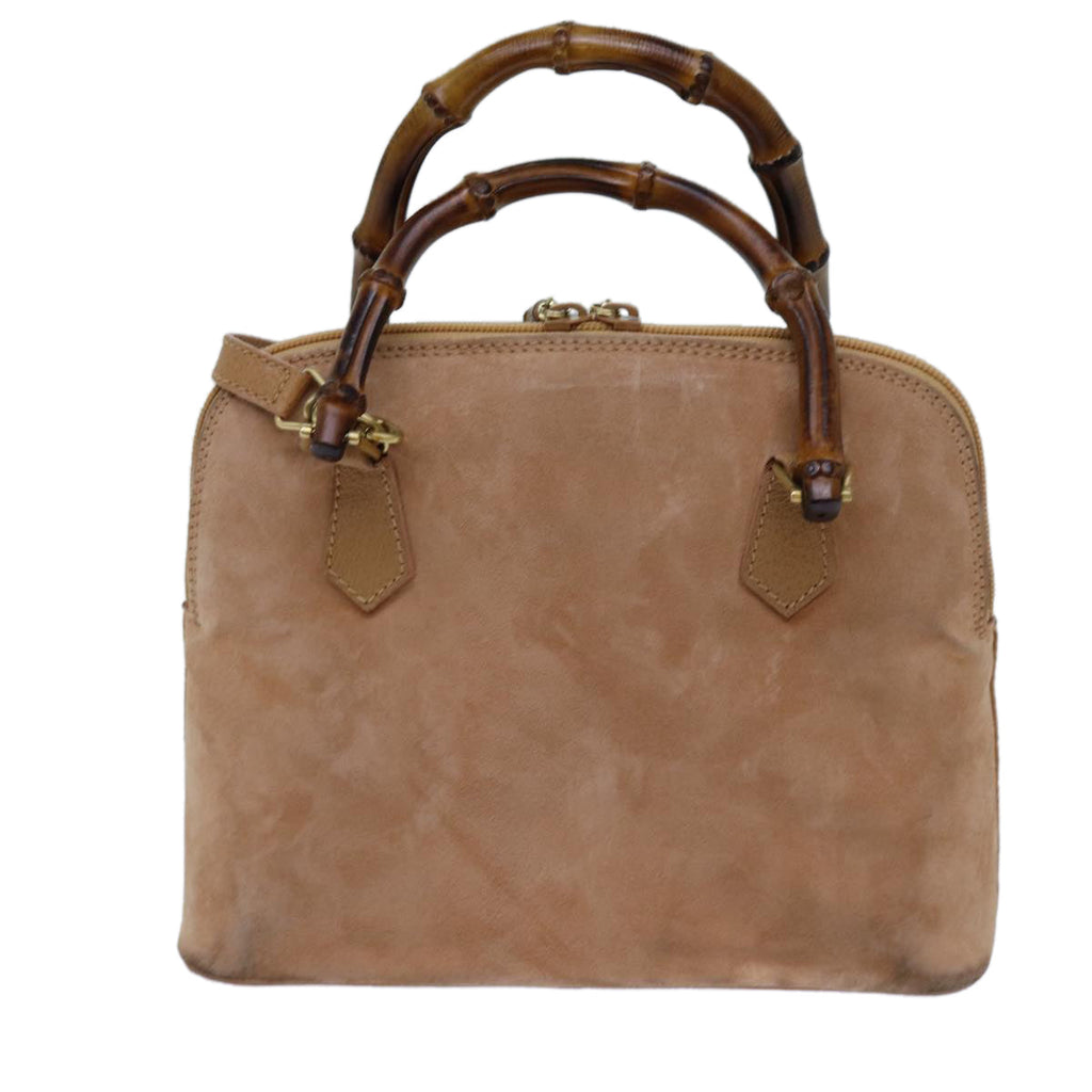 GUCCI Bamboo Hand Bag Suede 2way Brown 71164