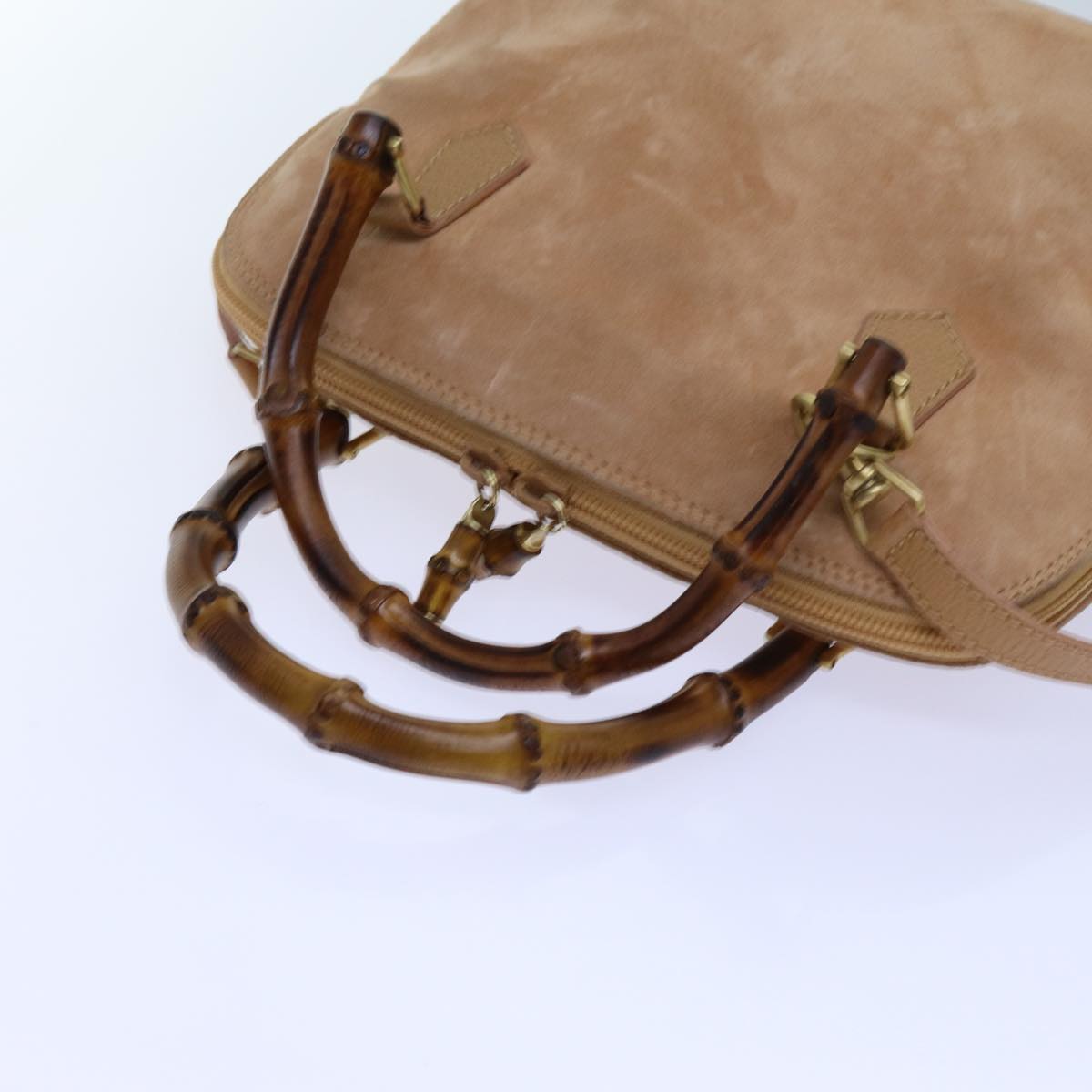 GUCCI Bamboo Hand Bag Suede 2way Brown 71164
