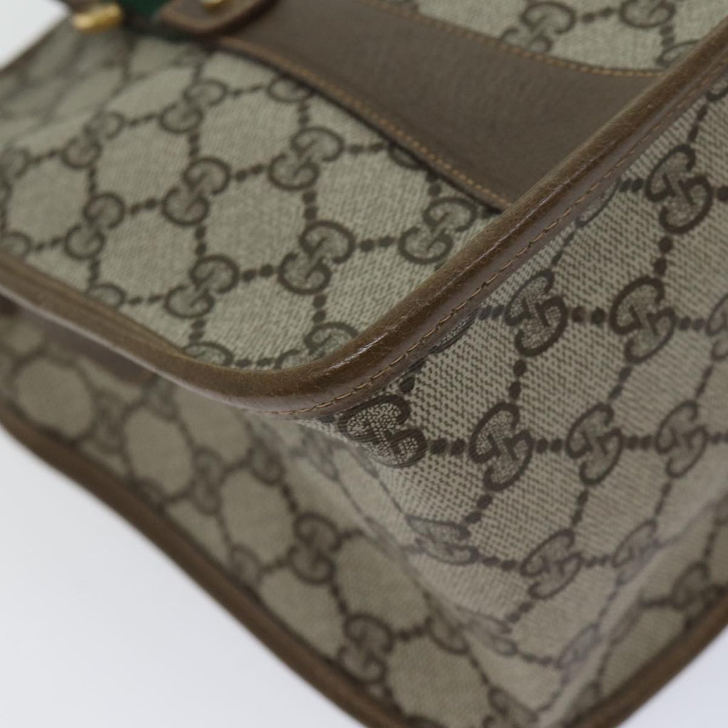GUCCI GG Canvas Web Sherry Line Hand Bag PVC 2way Beige Green Red 71167