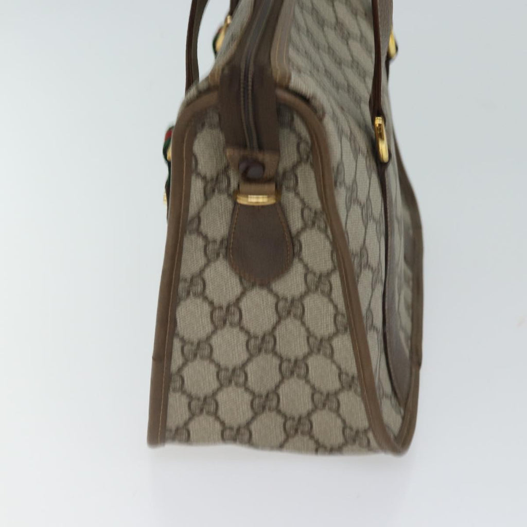 GUCCI GG Canvas Web Sherry Line Hand Bag PVC 2way Beige Green Red 71167