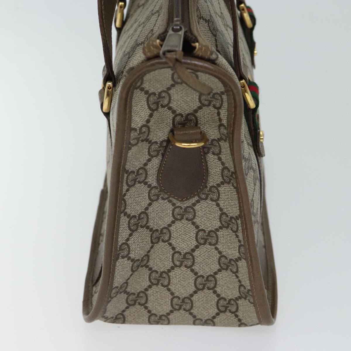 GUCCI GG Canvas Web Sherry Line Hand Bag PVC 2way Beige Green Red 71167