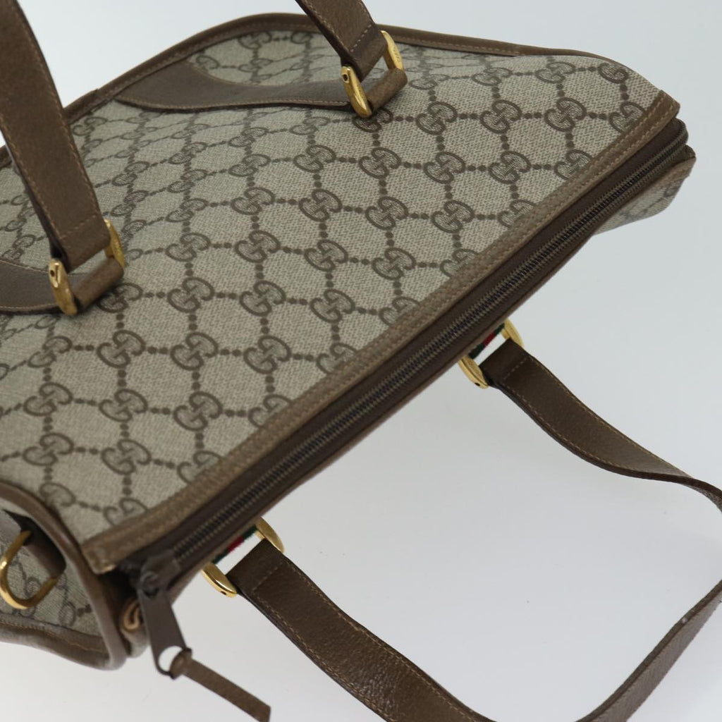 GUCCI GG Canvas Web Sherry Line Hand Bag PVC 2way Beige Green Red 71167