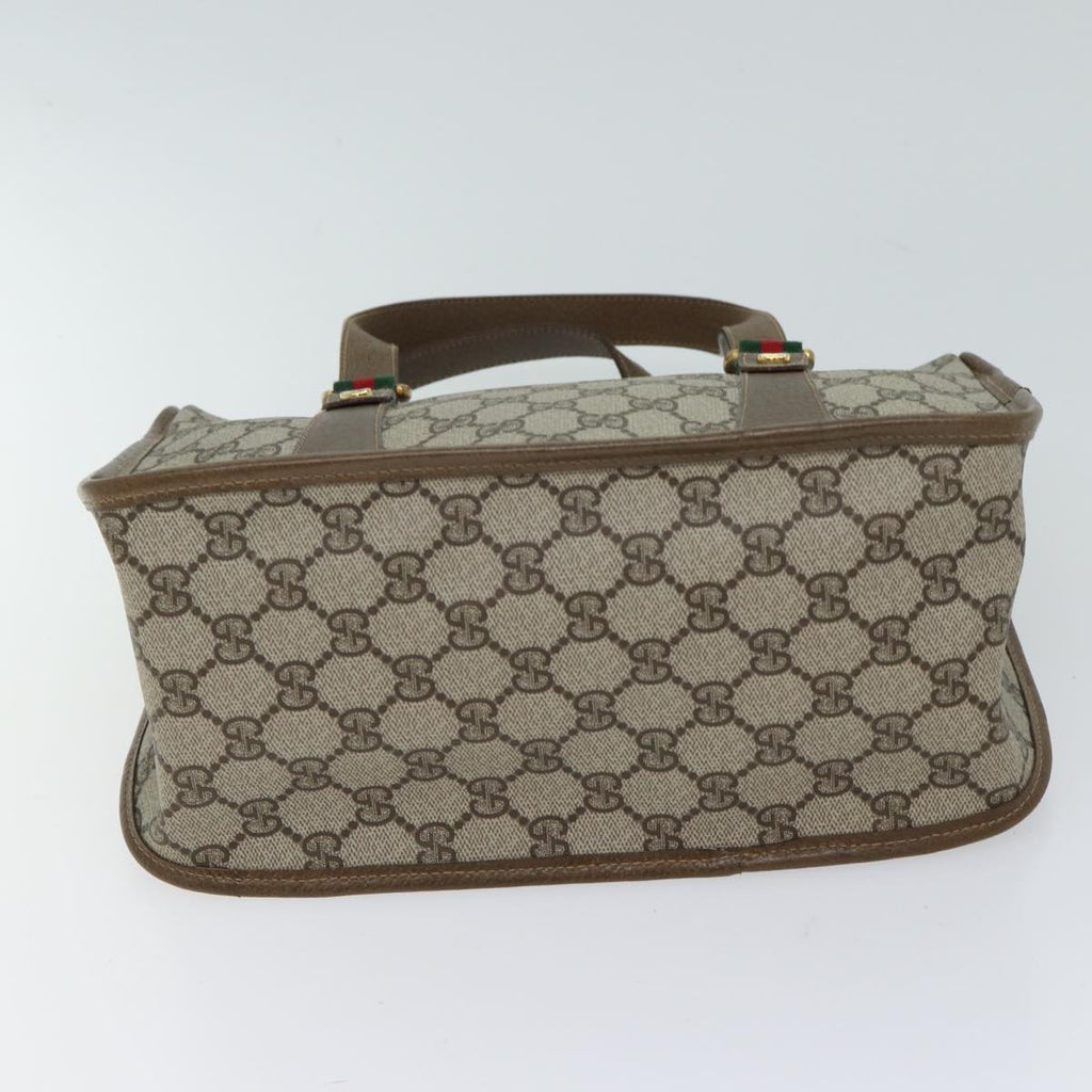 GUCCI GG Canvas Web Sherry Line Hand Bag PVC 2way Beige Green Red 71167