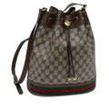 GUCCI GG Canvas Web Sherry Line Shoulder Bag PVC Beige Green Red 71174