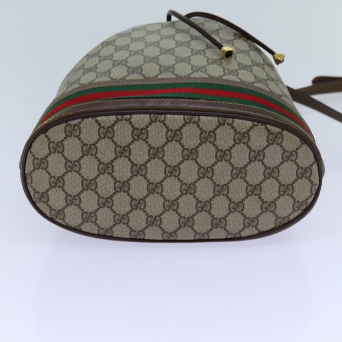 GUCCI GG Canvas Web Sherry Line Shoulder Bag PVC Beige Green Red 71174