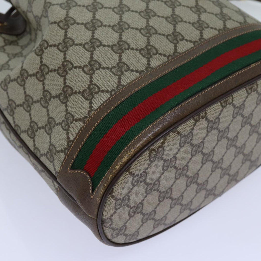 GUCCI GG Canvas Web Sherry Line Shoulder Bag PVC Beige Green Red 71174