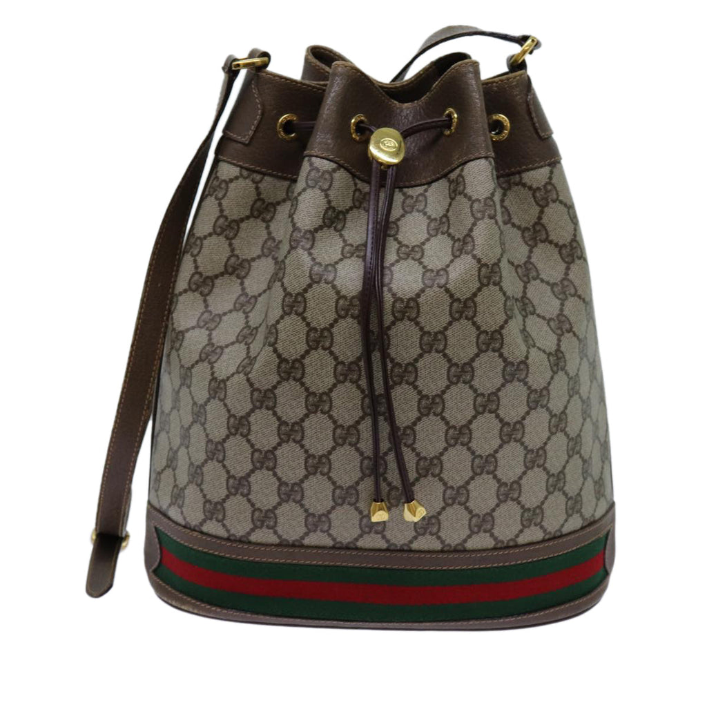 GUCCI GG Canvas Web Sherry Line Shoulder Bag PVC Beige Green Red 71174