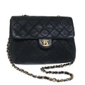 CHANEL Matelasse Chain Shoulder Bag Lamb Skin Black CC 71178A