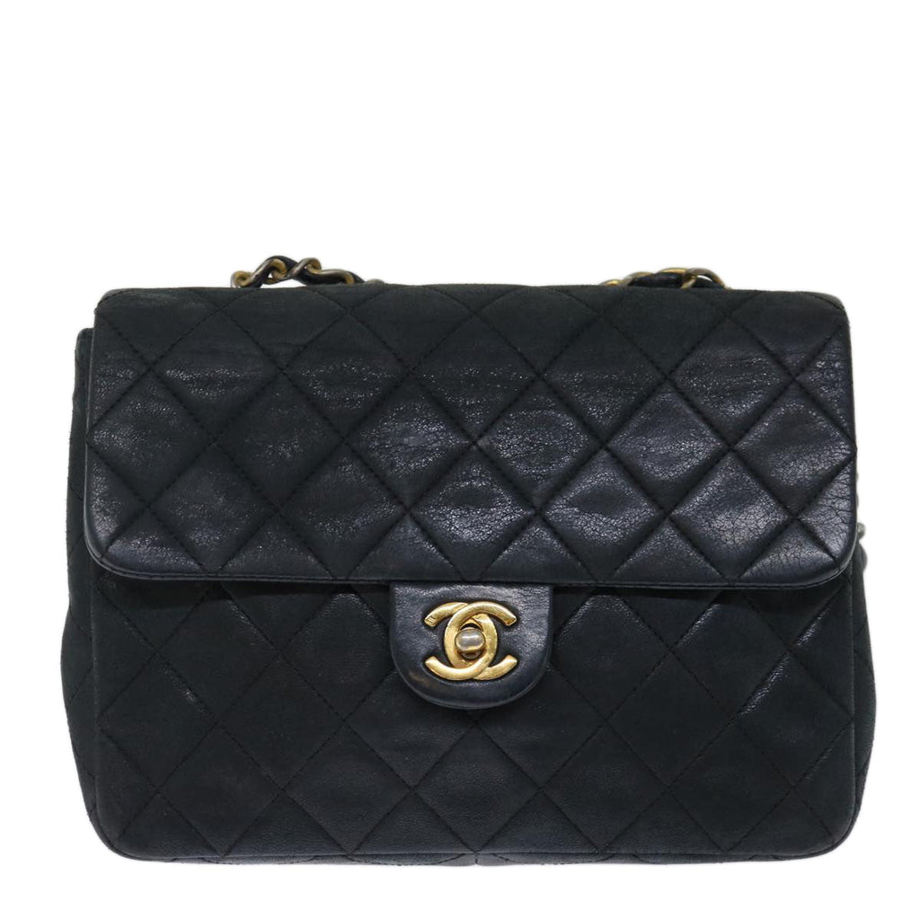 CHANEL Matelasse Chain Shoulder Bag Lamb Skin Black CC 71178A