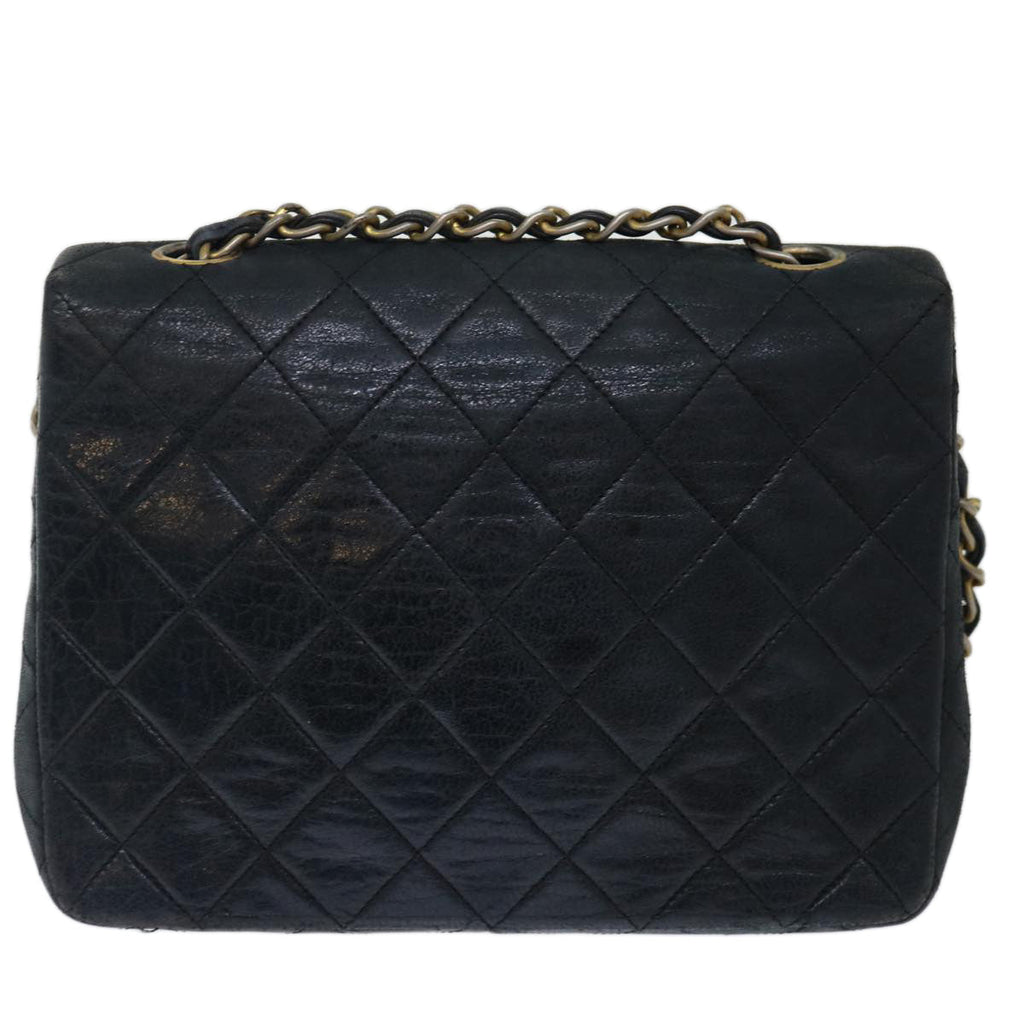 CHANEL Matelasse Chain Shoulder Bag Lamb Skin Black CC 71178A