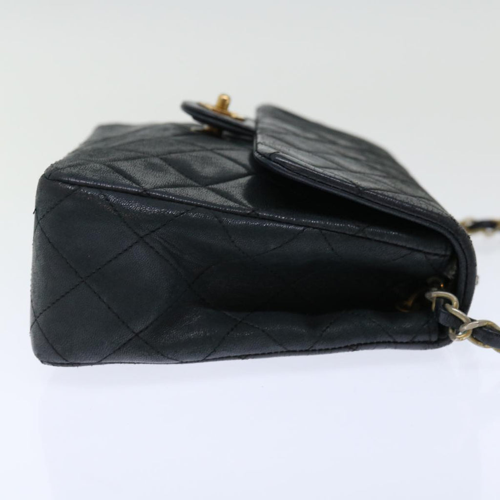 CHANEL Matelasse Chain Shoulder Bag Lamb Skin Black CC 71178A