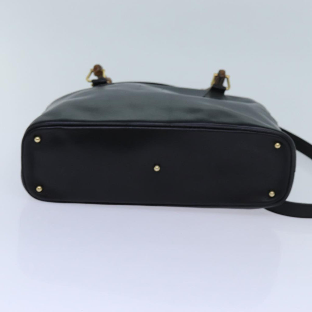 GUCCI Bamboo Hand Bag Leather 2way Black 71189