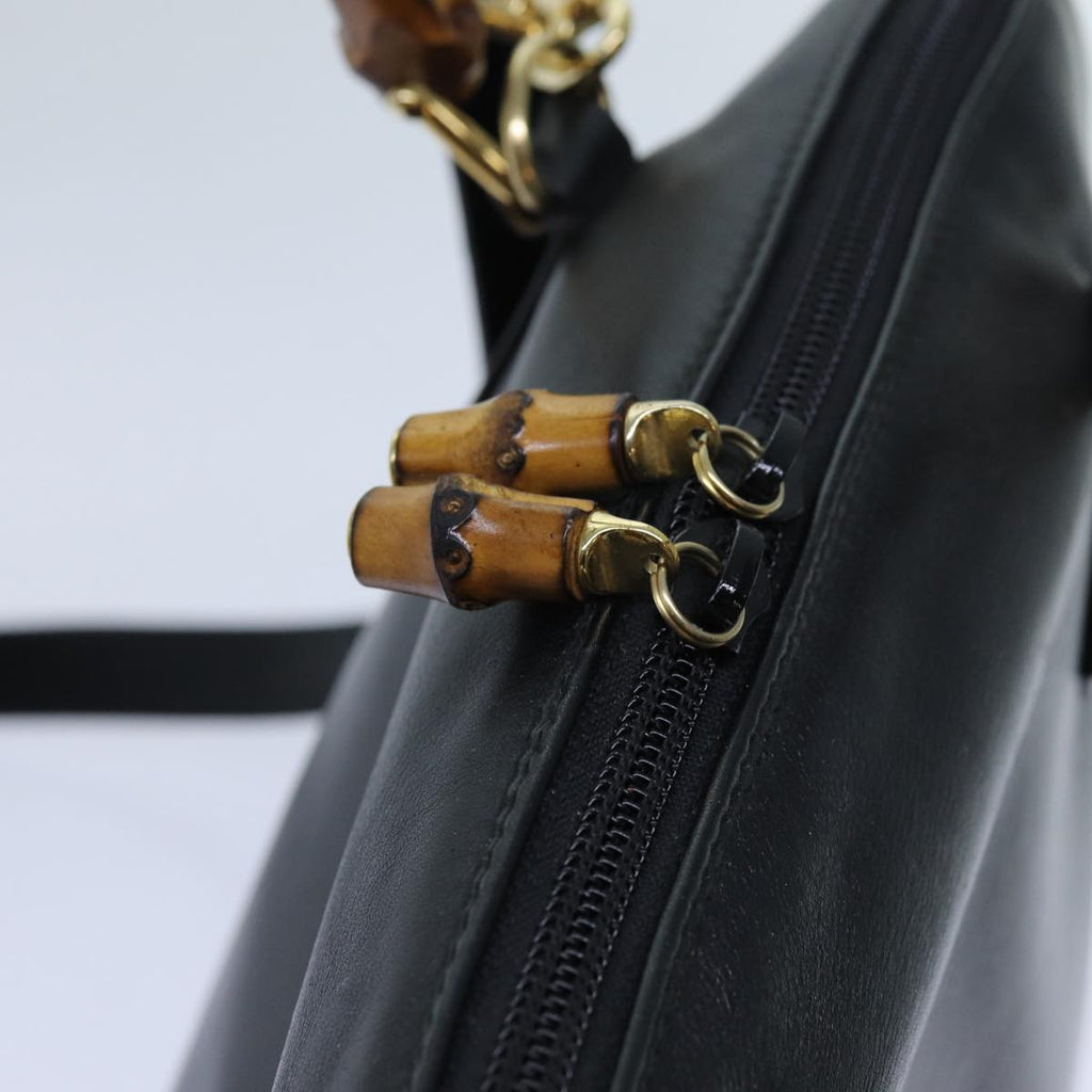 GUCCI Bamboo Hand Bag Leather 2way Black 71189