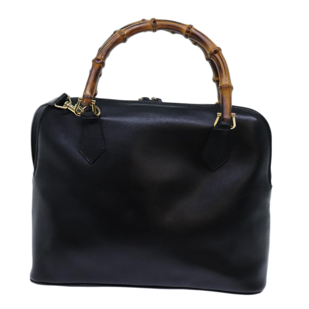 GUCCI Bamboo Hand Bag Leather 2way Black 71189
