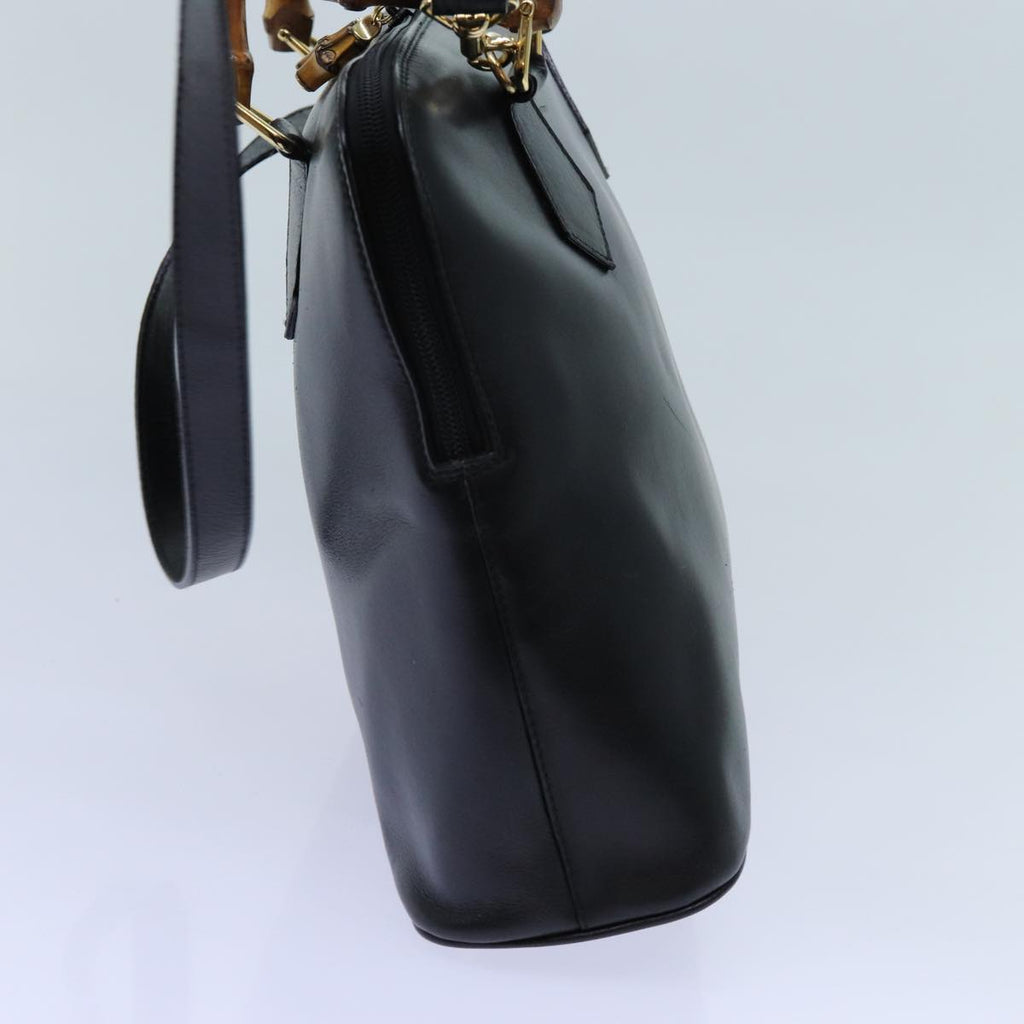 GUCCI Bamboo Hand Bag Leather 2way Black 71189