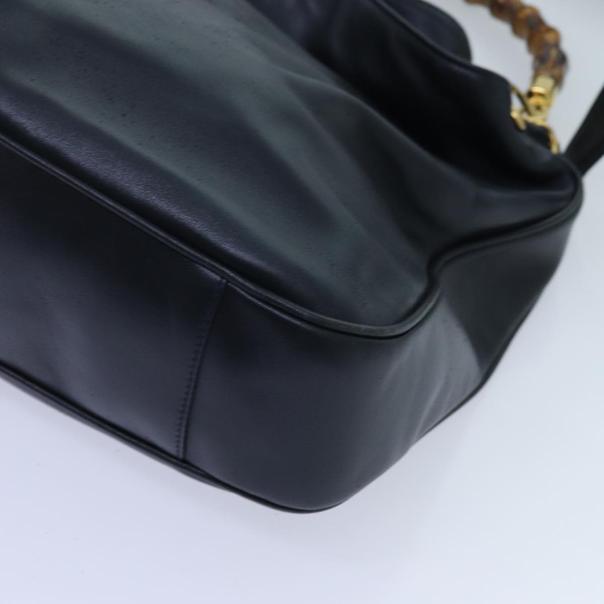GUCCI Bamboo Hand Bag Leather 2way Navy 71190