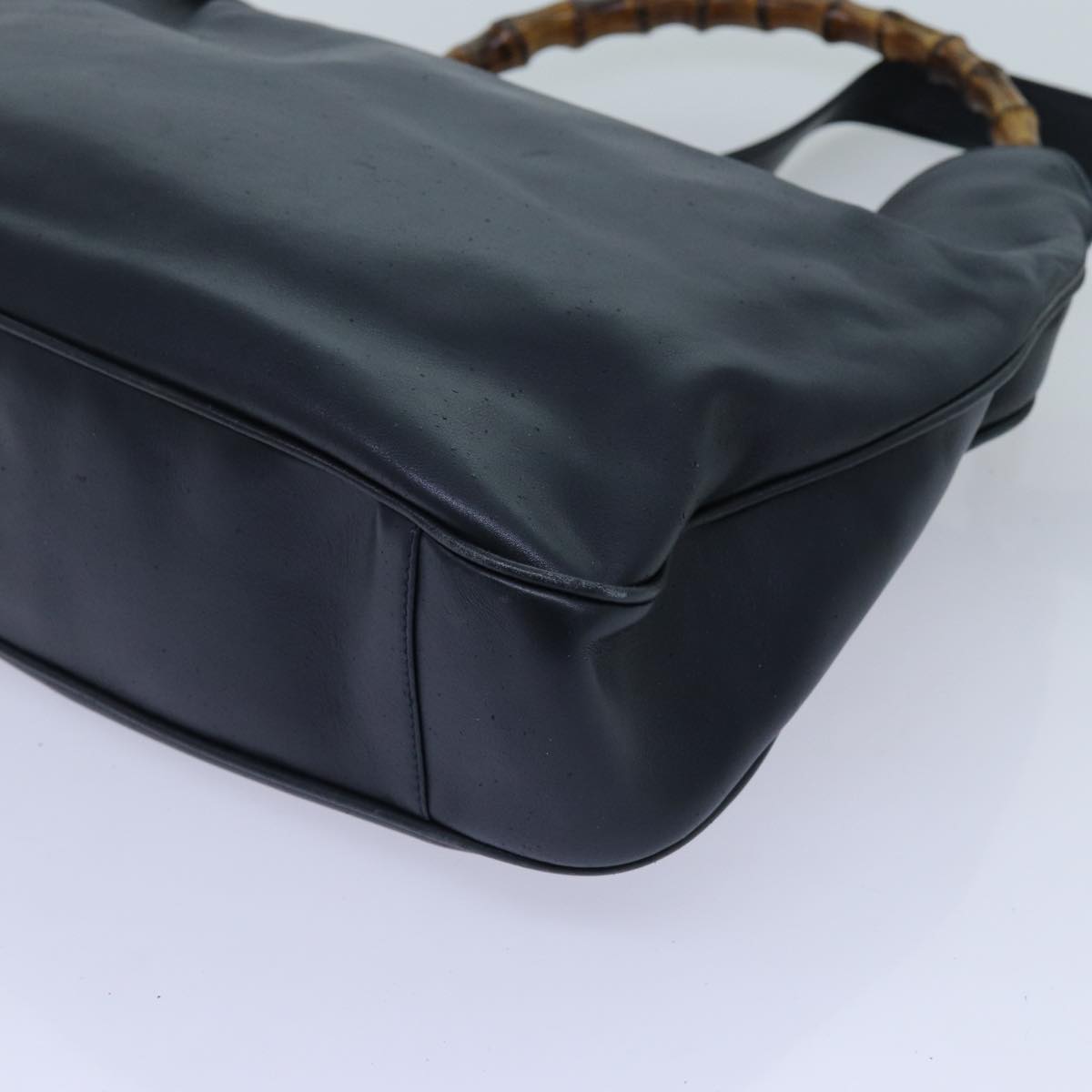 GUCCI Bamboo Hand Bag Leather 2way Navy 71190