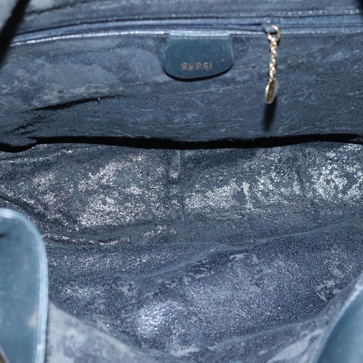 GUCCI Bamboo Hand Bag Leather 2way Navy 71190