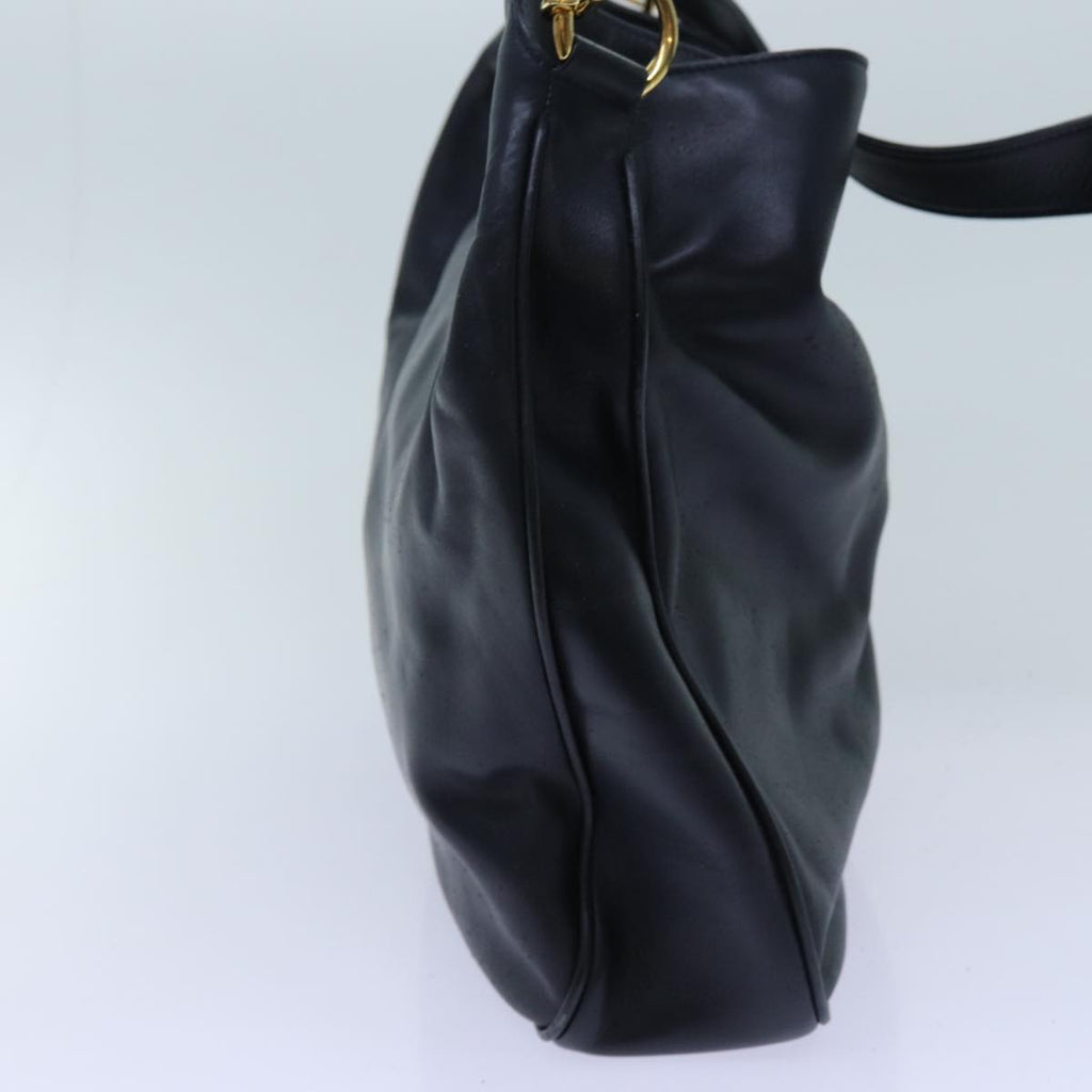 GUCCI Bamboo Hand Bag Leather 2way Navy 71190