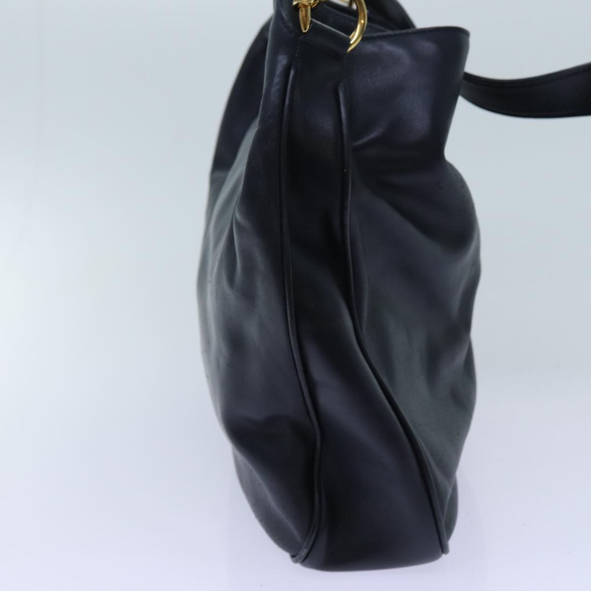 GUCCI Bamboo Hand Bag Leather 2way Navy 71190