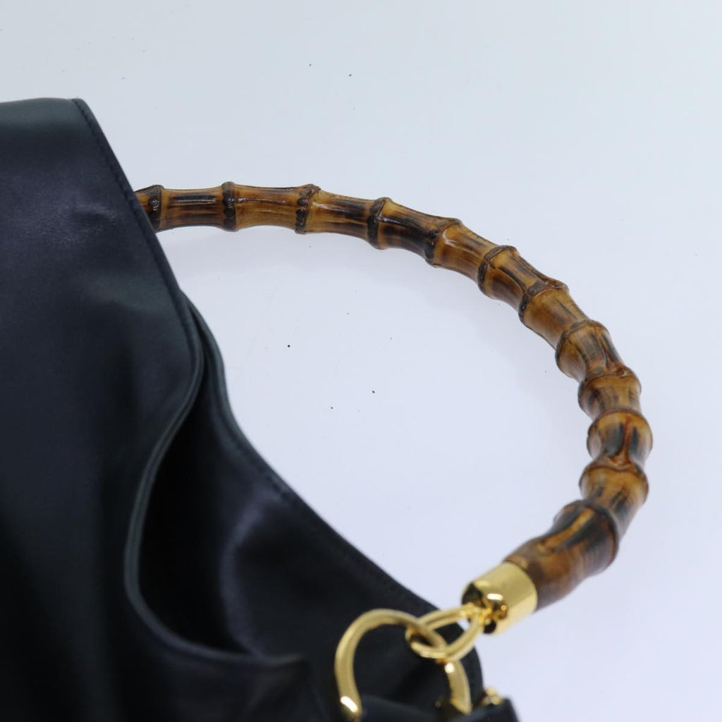 GUCCI Bamboo Hand Bag Leather 2way Navy 71190
