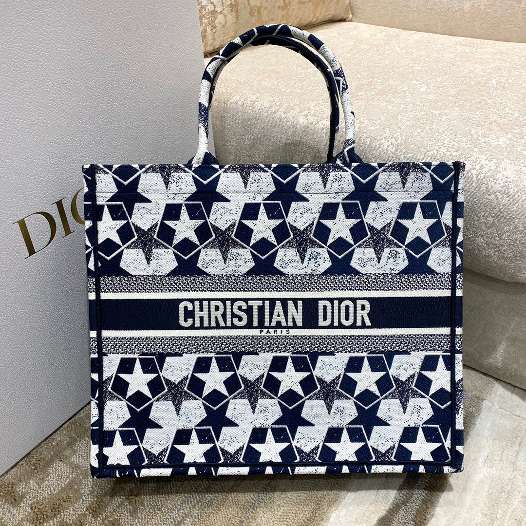 GLAMI Large Book Tote Blue and White Ãƒâ€°toile Embroidery, Blue/White, For Women WomenÃ¢â‚¬â„¢s Handbags, 41cm CD M1286ZTQX_M928