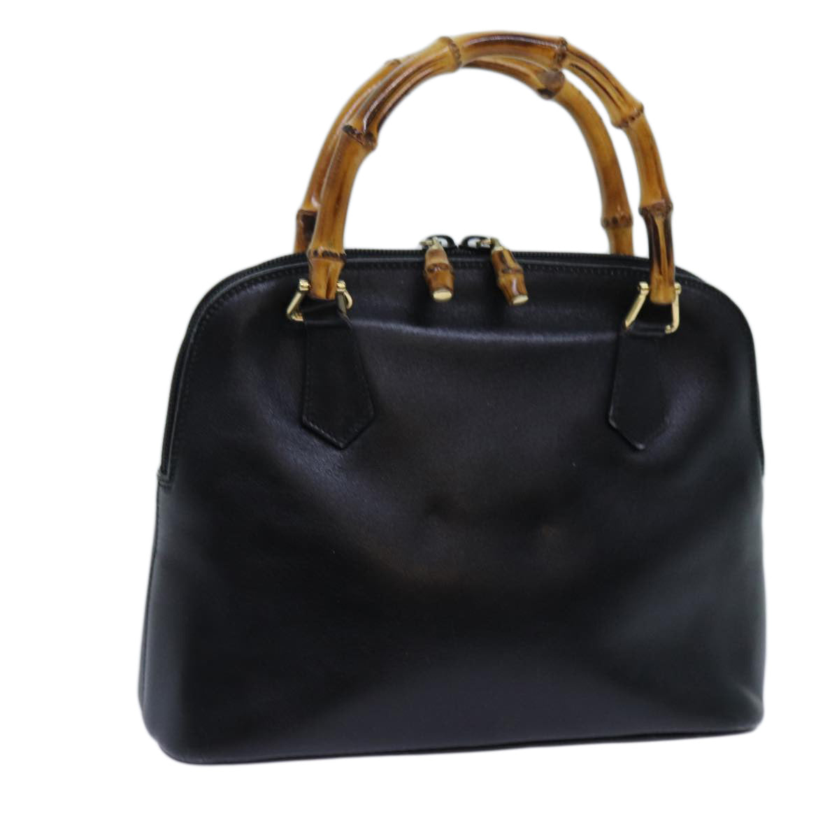 GUCCI Bamboo Hand Bag Leather Black 71309