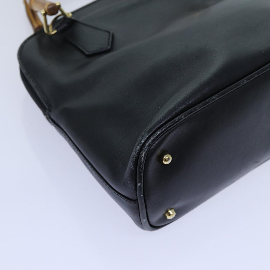 GUCCI Bamboo Hand Bag Leather Black 71309