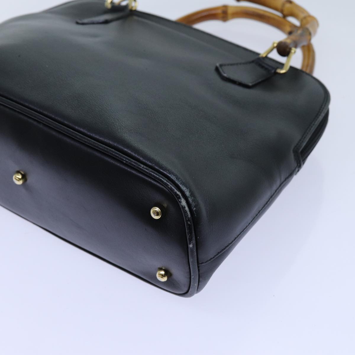 GUCCI Bamboo Hand Bag Leather Black 71309