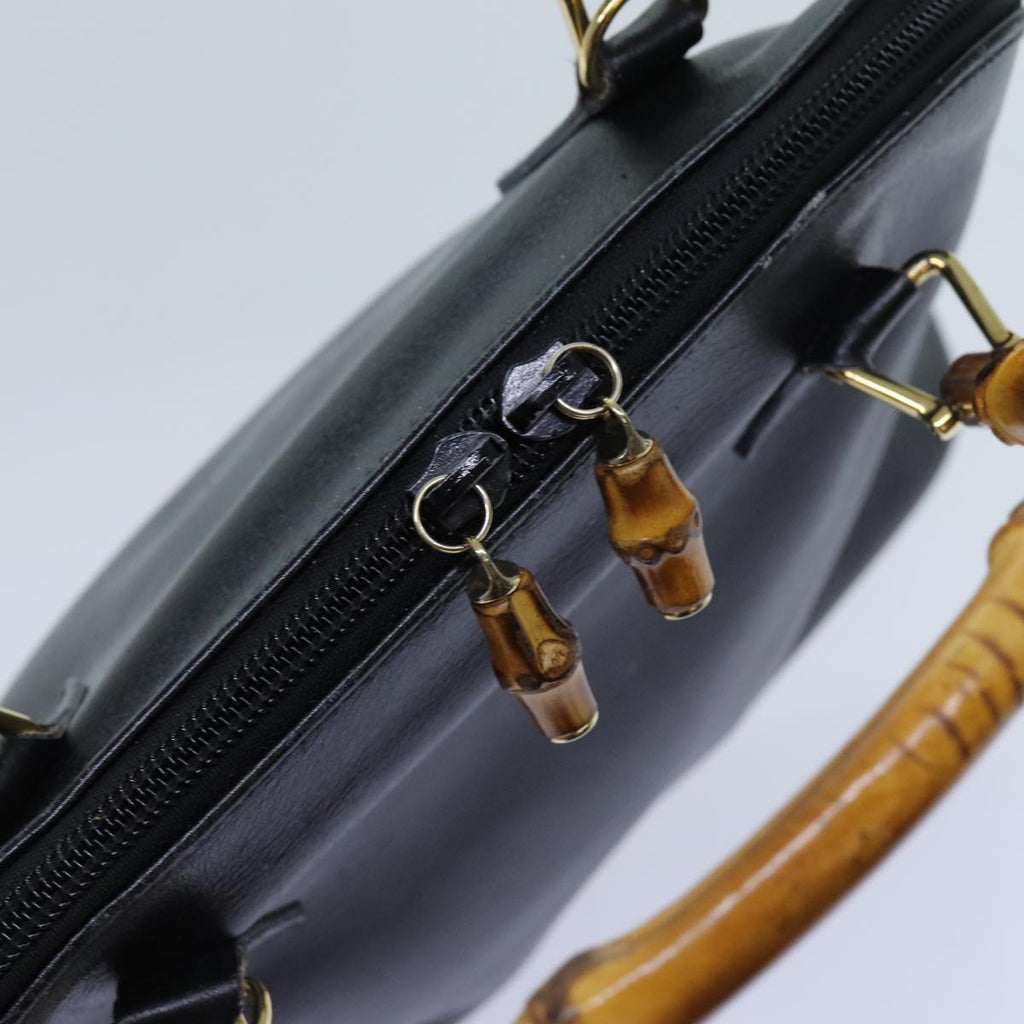 GUCCI Bamboo Hand Bag Leather Black 71309