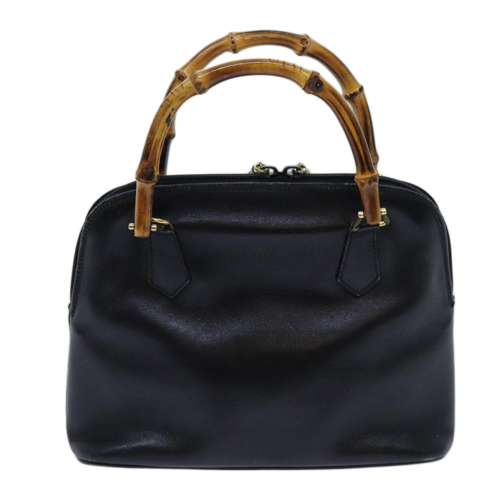 GUCCI Bamboo Hand Bag Leather Black 71309