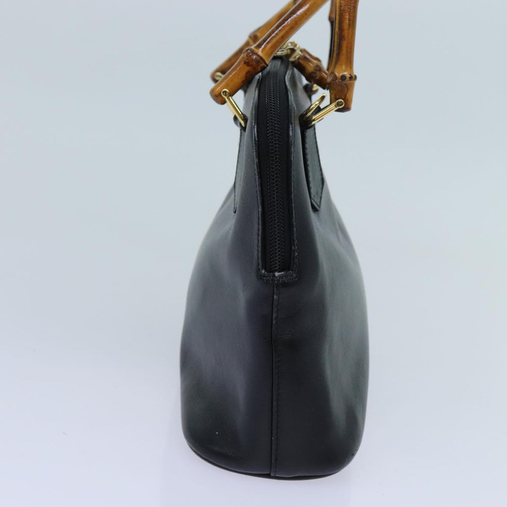 GUCCI Bamboo Hand Bag Leather Black 71309