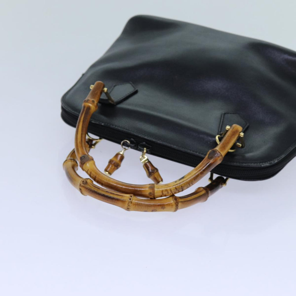 GUCCI Bamboo Hand Bag Leather Black 71309