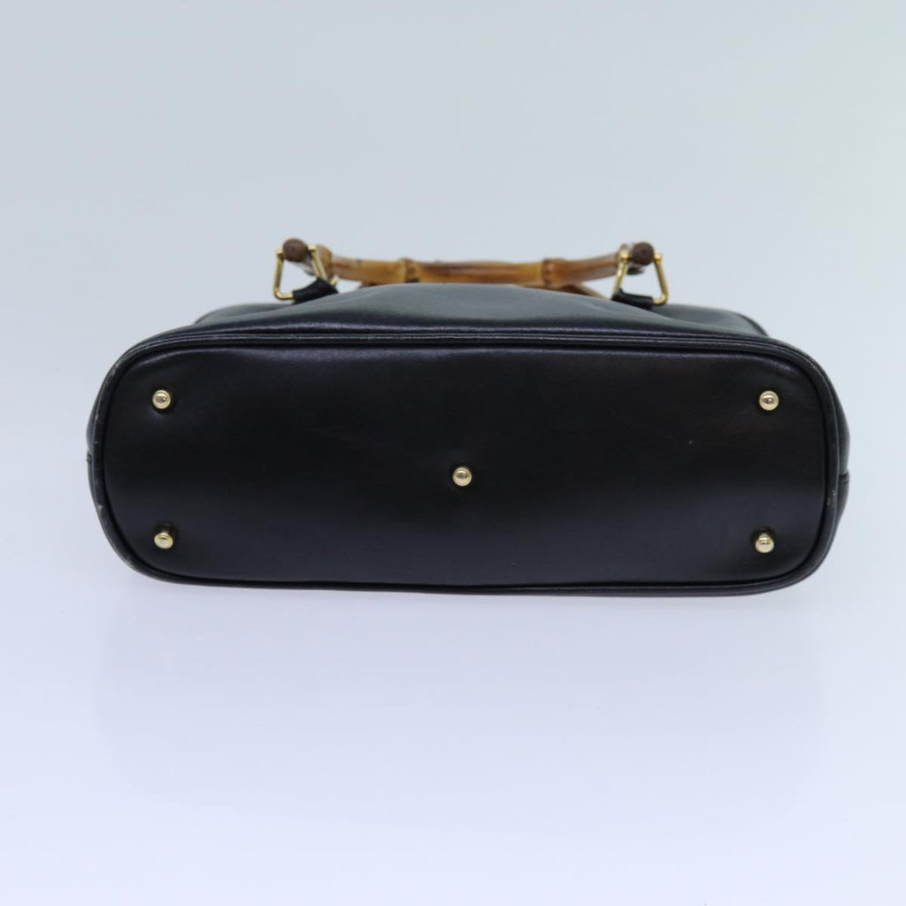GUCCI Bamboo Hand Bag Leather Black 71309