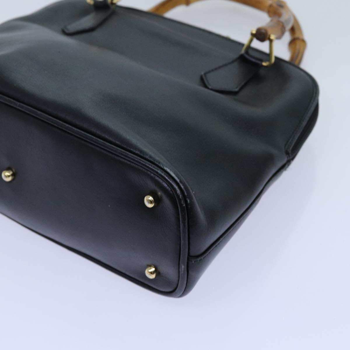 GUCCI Bamboo Hand Bag Leather Black 71309